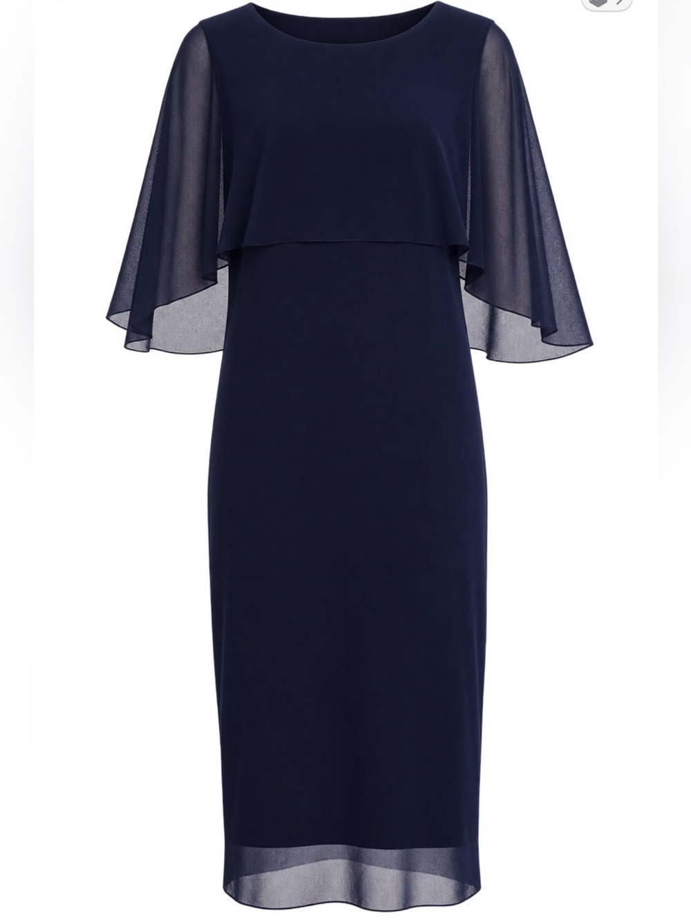 Fuzzi Tulle Capelet Midi Dress Navy M